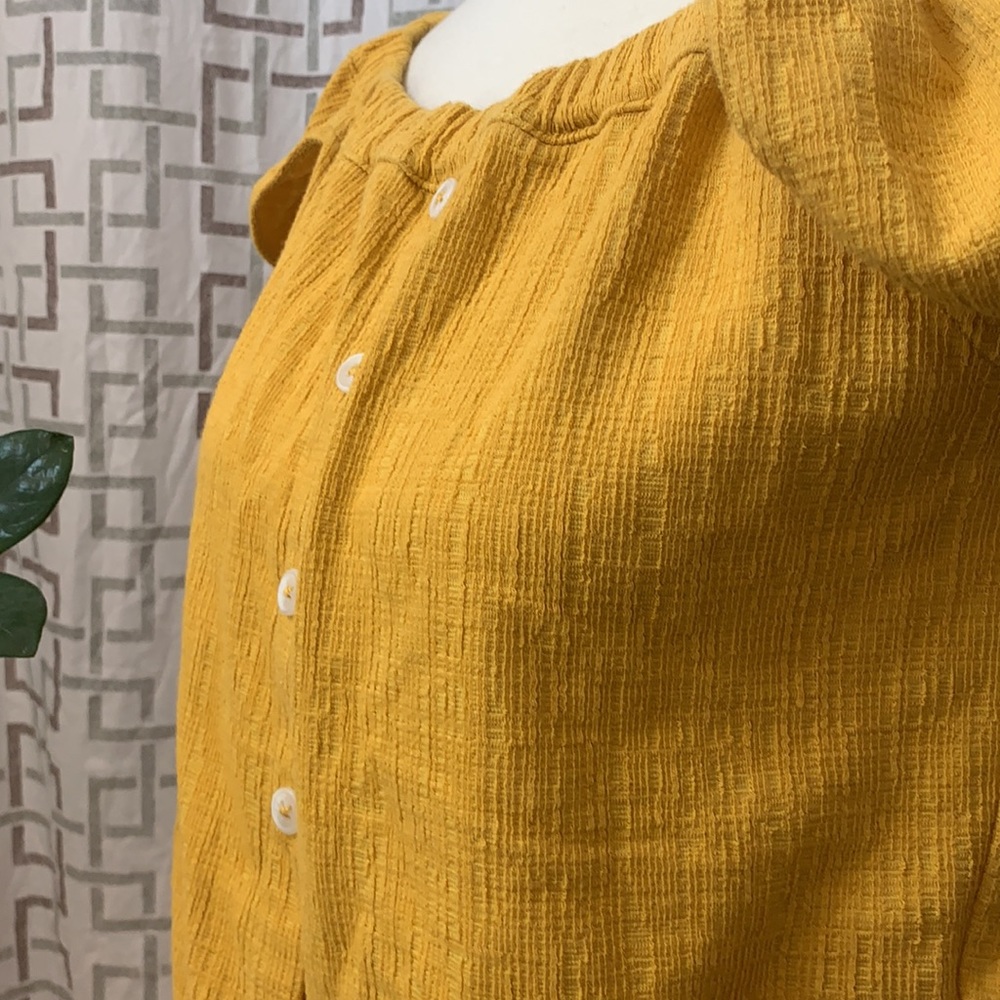 💛HP💛 Madewell Texture & Thread button up top Size Medium EUC - Picture 5 of 15